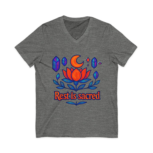 Rest Is Sacred V-Neck Adult Tee