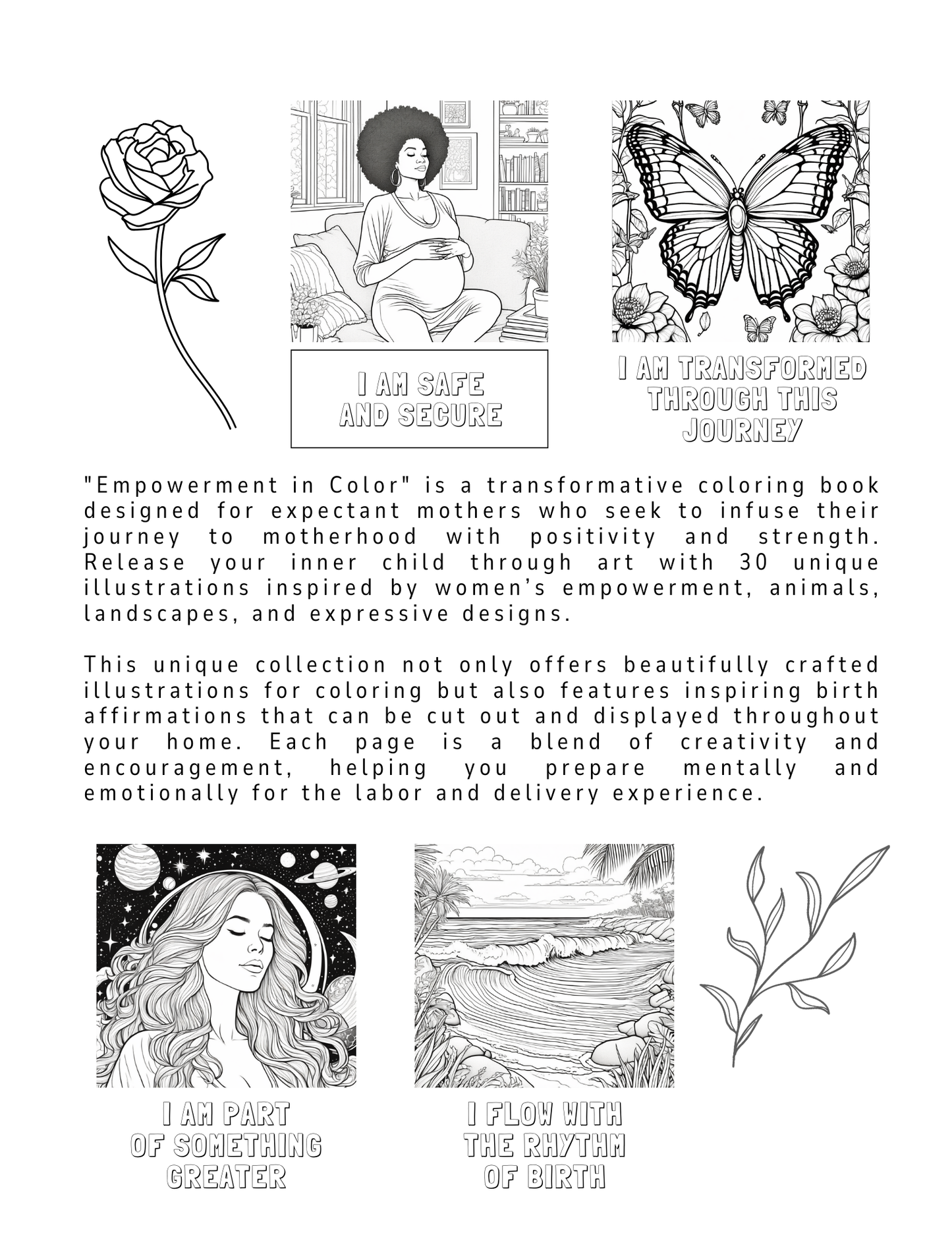 Empowerment In Color: A Birth Affirmations Coloring Book for Mothers