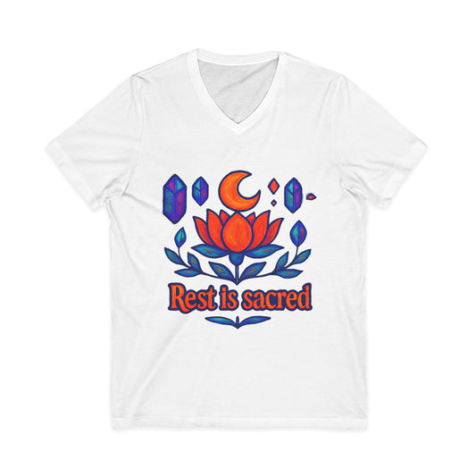 Rest Is Sacred V-Neck Adult Tee
